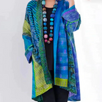 Damen Boho-Strickjacke in Duster-Länge mit lockerem Schnitt