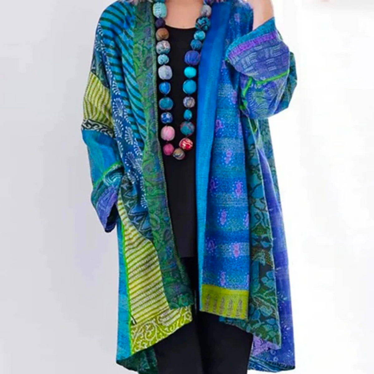 Damen Boho-Strickjacke in Duster-Länge mit lockerem Schnitt