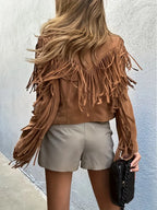 Damen Boho Jacke aus Kunstwildleder mit Fransen