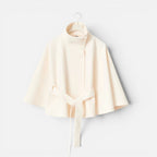 Damen Cape-Jacke mit hohem Kragen und Taillengürtel
