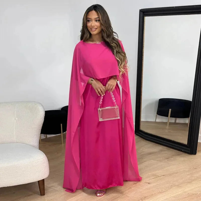 Damen Cape Maxikleid für Hochzeitsgäste