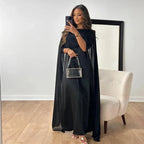 Damen Cape Maxikleid für Hochzeitsgäste
