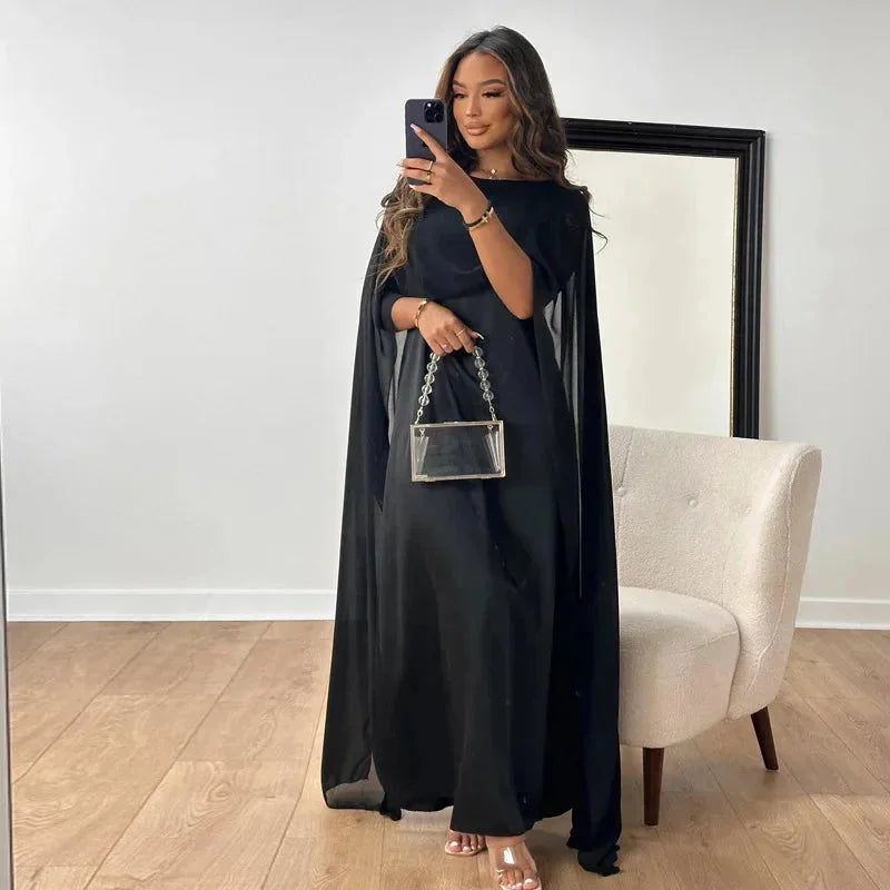 Damen Cape Maxikleid für Hochzeitsgäste