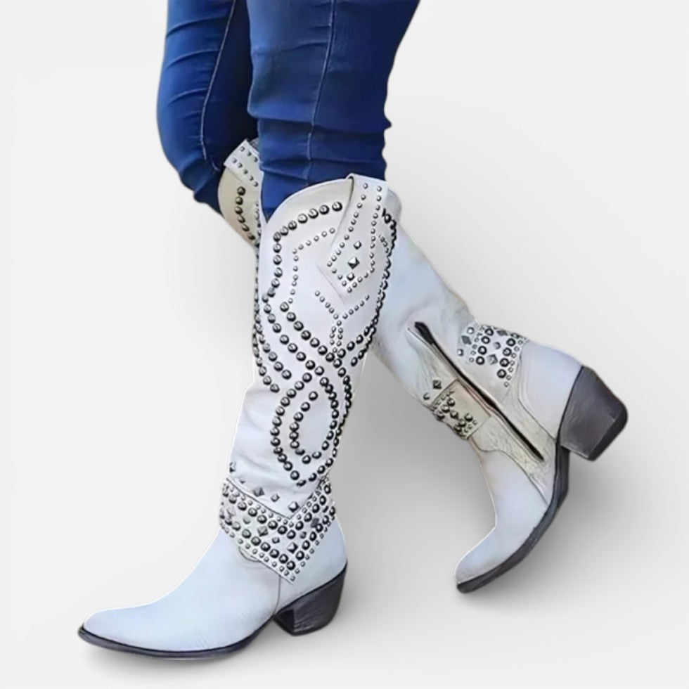 Damen Cowboy Stiefel mit Nietenmuster