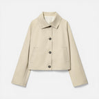 Damen Cropped-Trenchjacke mit strukturiertem Kragen und Knopfverschluss