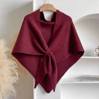 Damen Strick-Schultertuch in Dreiecksform – Warmer Poncho-Schal, Herbst Winter