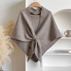 Damen Strick-Schultertuch in Dreiecksform – Warmer Poncho-Schal, Herbst Winter