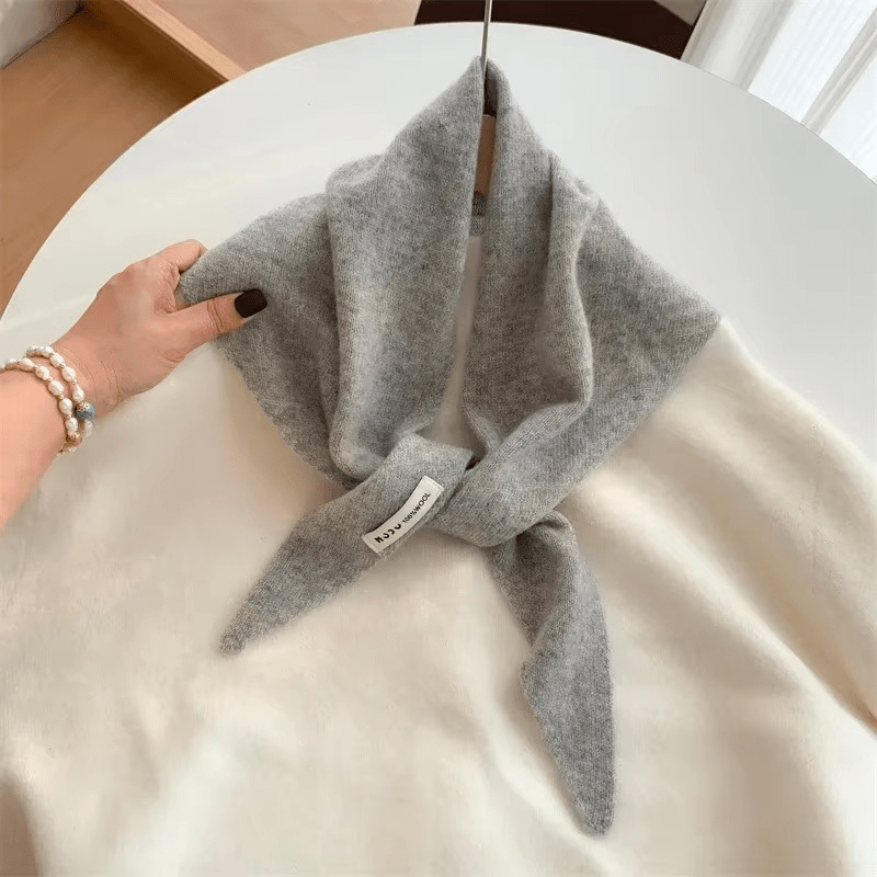 Damen Dreiecks-Halstuch aus Strick – Kleines Wolltuch zum Binden, Herbst Winter