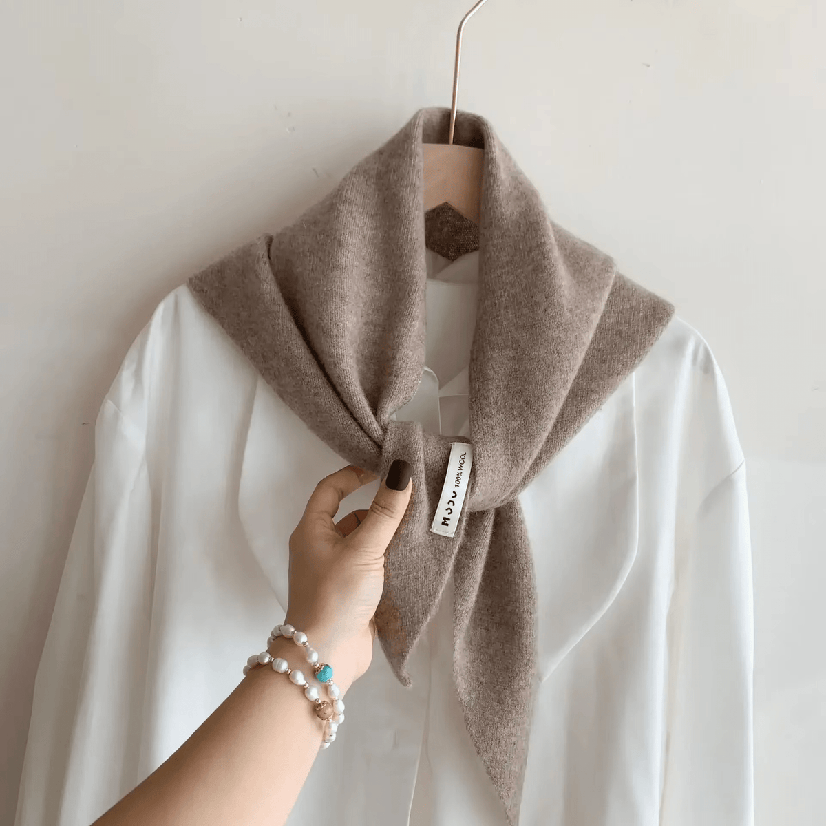 Damen Dreiecks-Halstuch aus Strick – Kleines Wolltuch zum Binden, Herbst Winter