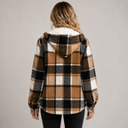Damen Karierte Hemdjacke mit Kapuze – Flanell-Shacket mit Fleecefutter, Herbst Winter
