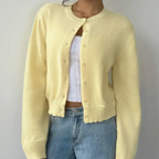 Damen Frühlings-Cardigan mit Kragen und Knopfleiste