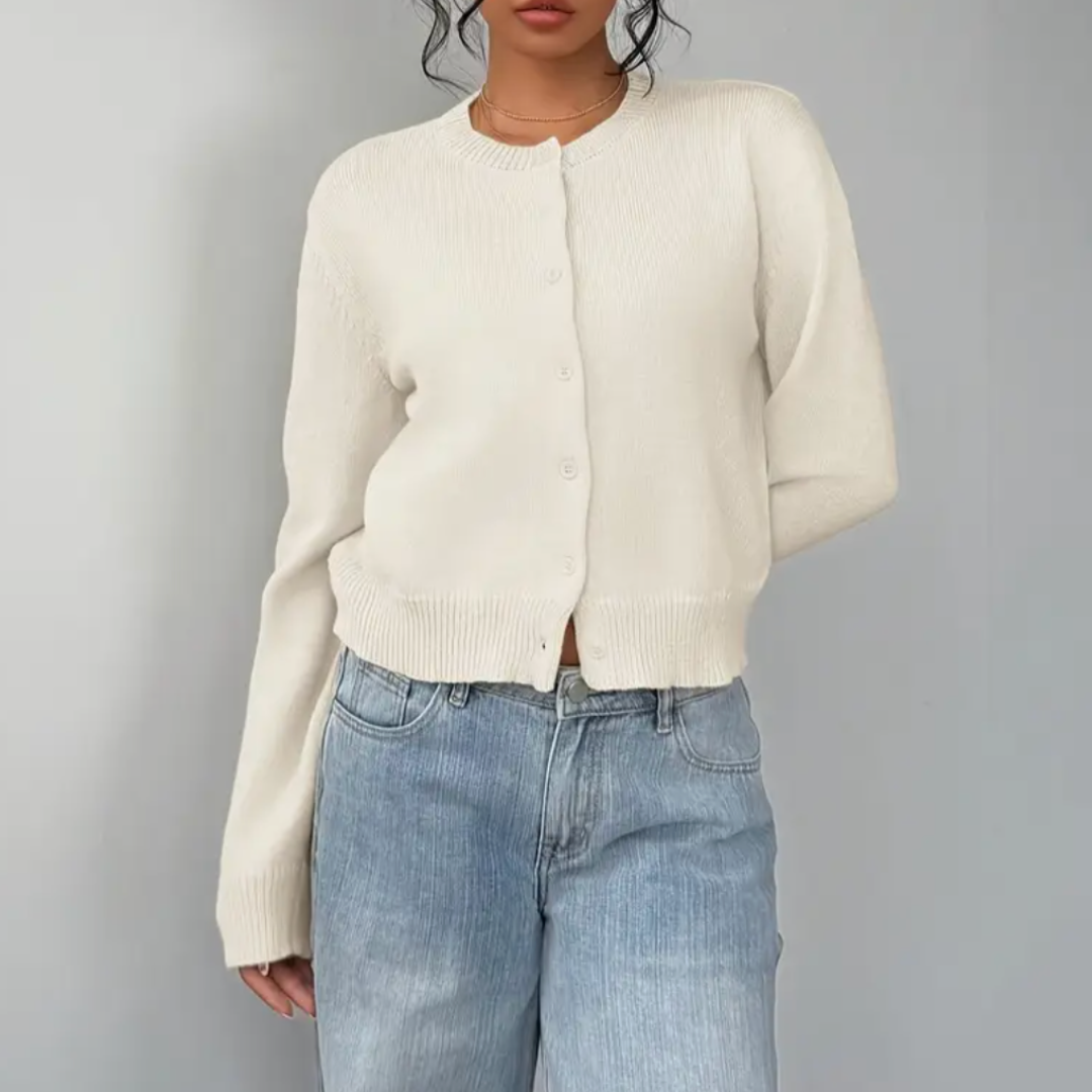 Damen Frühlings-Cardigan mit Kragen und Knopfleiste