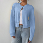 Damen Frühlings-Cardigan mit Kragen und Knopfleiste