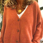 Damen Freizeit-Strickjacke mit V-Ausschnitt und Knöpfen