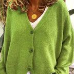 Damen Freizeit-Strickjacke mit V-Ausschnitt und Knöpfen