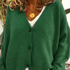 Damen Freizeit-Strickjacke mit V-Ausschnitt und Knöpfen
