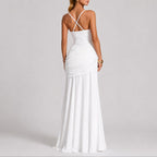 Damen Gerafftes Maxi-Hochzeitskleid mit Quadratausschnitt für Hochzeitsgäste