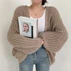 Damen Grobstrickjacke mit offener Vorderseite