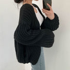 Damen Grobstrickjacke mit offener Vorderseite