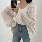 Damen Grobstrickjacke mit offener Vorderseite