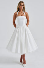 Damen Halter-Midi-Hochzeitskleid für Hochzeitsgäste