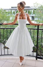 Damen Halter-Midi-Hochzeitskleid für Hochzeitsgäste
