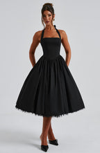 Damen Halter-Midi-Hochzeitskleid für Hochzeitsgäste