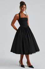 Damen Halter-Midi-Hochzeitskleid für Hochzeitsgäste