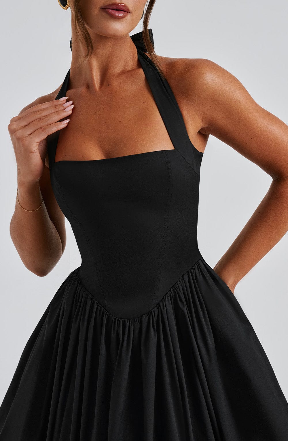 Damen Halter-Midi-Hochzeitskleid für Hochzeitsgäste