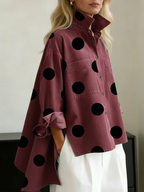 Damen Hemdbluse mit Polka-Dots, Umlegekragen und Brusttaschen