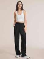 Damen Wide Leg Stoffhose High Waist mit Bundfalten – elegante Business Hose