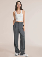 Damen Wide Leg Stoffhose High Waist mit Bundfalten – elegante Business Hose
