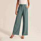 Damen Wide Leg Stoffhose High Waist mit Bundfalten – elegante Business Hose