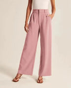 Damen Wide Leg Stoffhose High Waist mit Bundfalten – elegante Business Hose