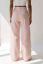Damen Marlenehose mit Bundfalten – High Waist Wide Leg Hose mit Stretch