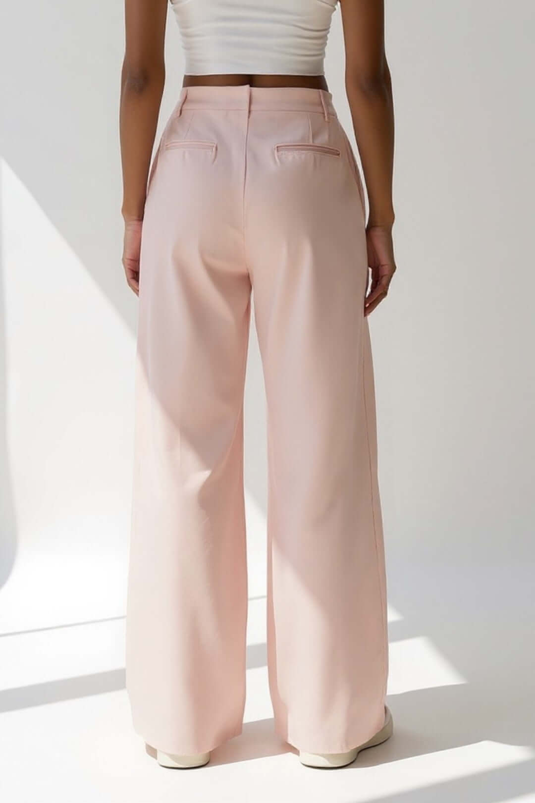 Damen Marlenehose mit Bundfalten – High Waist Wide Leg Hose mit Stretch