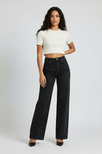 Damen Glitzer Jeans mit Strass – High Waist Straight Leg Jeans für Party & Silvester