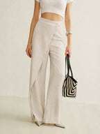 Damen Wickelhose High Waist Wide Leg – elegante Hose mit asymmetrischer Wickelfront