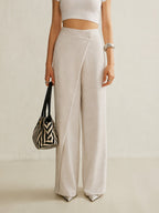 Damen Wickelhose High Waist Wide Leg – elegante Hose mit asymmetrischer Wickelfront