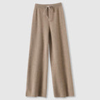 Damen Weite Hose aus Kaschmirmischung – Wide Leg Strickhose mit Kordelzug, Winter