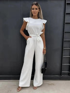 Damen Jumpsuit mit Rüschenärmeln und tailliertem Schnitt