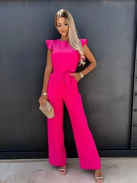 Damen Jumpsuit mit Rüschenärmeln und tailliertem Schnitt