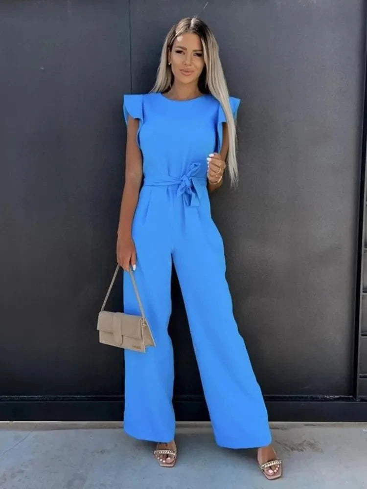 Damen Jumpsuit mit Rüschenärmeln und tailliertem Schnitt