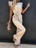 Damen Jumpsuit mit Rüschenärmeln und tailliertem Schnitt