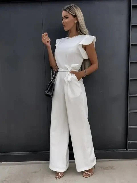 Damen Jumpsuit mit Rüschenärmeln und tailliertem Schnitt