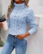Damen Kabelstrick-Rollkragenpullover mit taillierter Silhouette