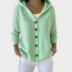 Damen Kapuzen-Cardigan mit Knopfleiste im Relaxed Fit