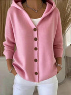 Damen Kapuzen-Cardigan mit Knopfleiste im Relaxed Fit