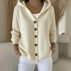 Damen Kapuzen-Cardigan mit Knopfleiste im Relaxed Fit