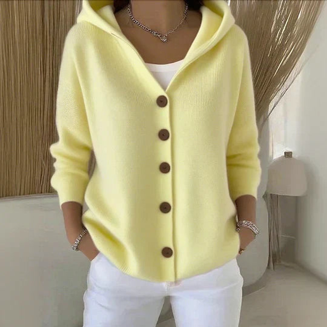 Damen Kapuzen-Cardigan mit Knopfleiste im Relaxed Fit